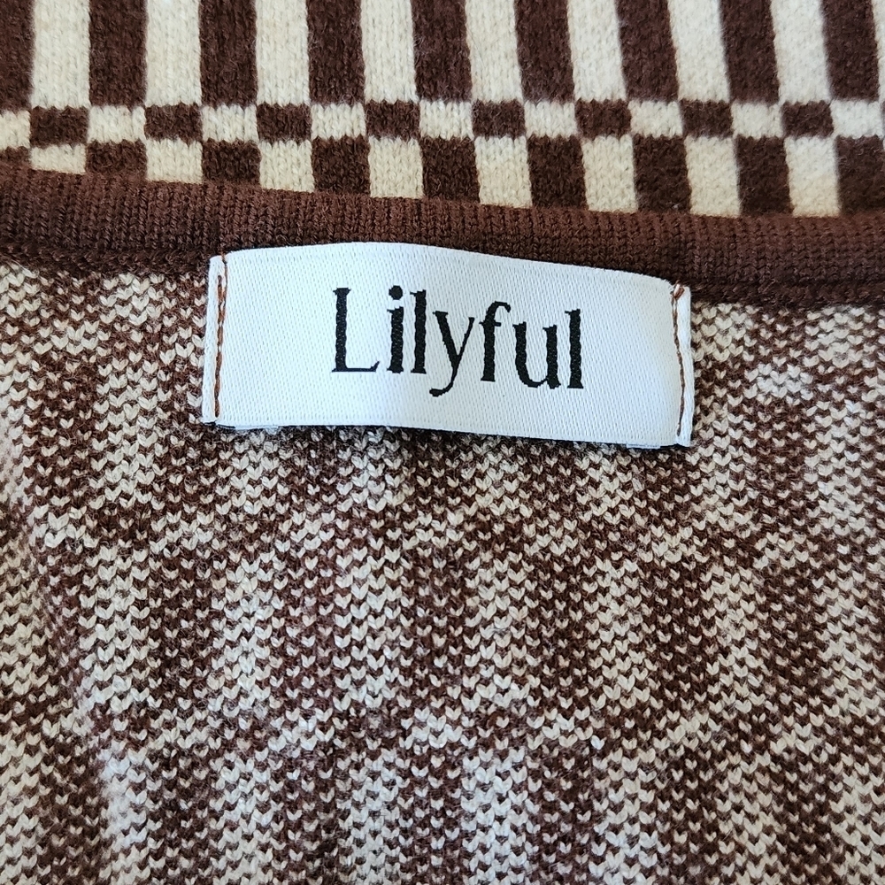 Lilyful Chocolate Backless Knitted Halter Mini Dress Size L - Picture 5 of 6